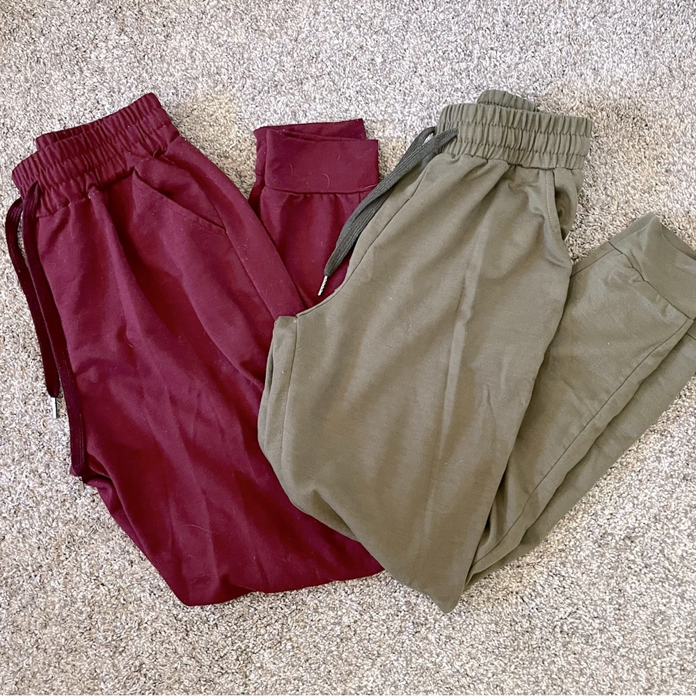 Green and Burgundy Joggers